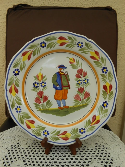 Ancienne Assiette En Faïence "Hubaudiere Bousquet - Hb Quimper" F.6 / D N°25 Md