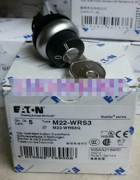 1PCS New Eaton Moeller M22-WRS3 M22-WRS3Q Key-Operated Button 3POS. Brand