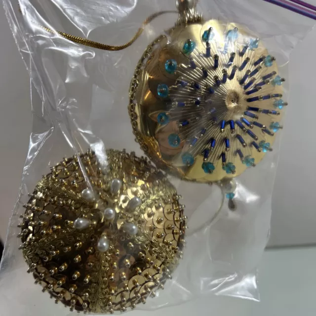 (# 107) Vintage Sequin Beaded Push Pin (Hand Made) Christmas Ornaments