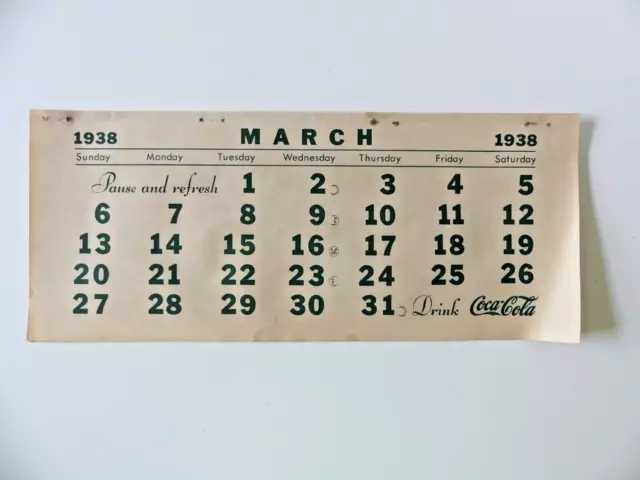 1938 Coca-Cola Calendar March page