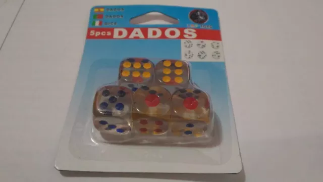 Juego de dados de poker transparentes 5 piezas