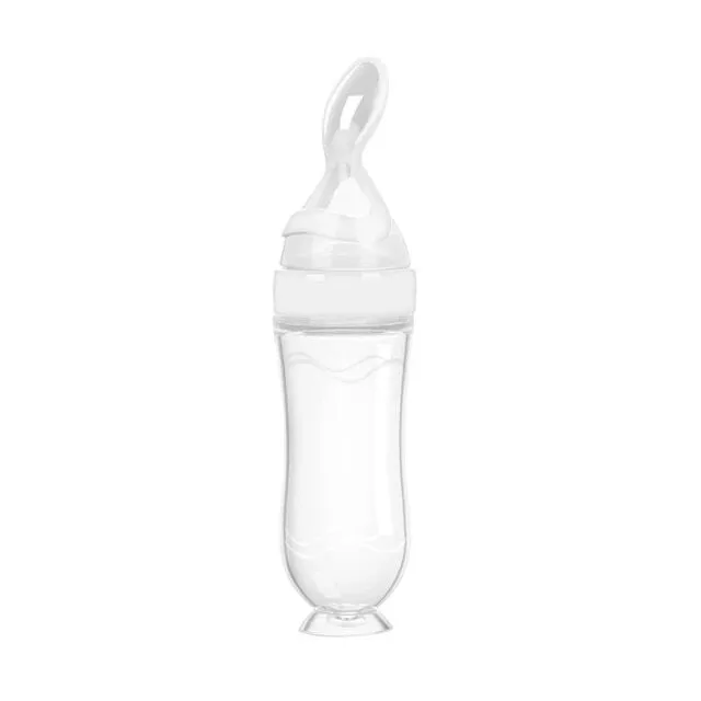 Baby Silicone Squeeze Feeding Bottle with Spoon Food Rice Cereal Feeder Bottle