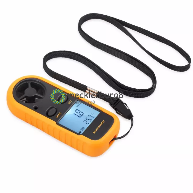 Digital LCD Wind Speed Gauge Air Velocity Meter Anemometer NTC Thermometer