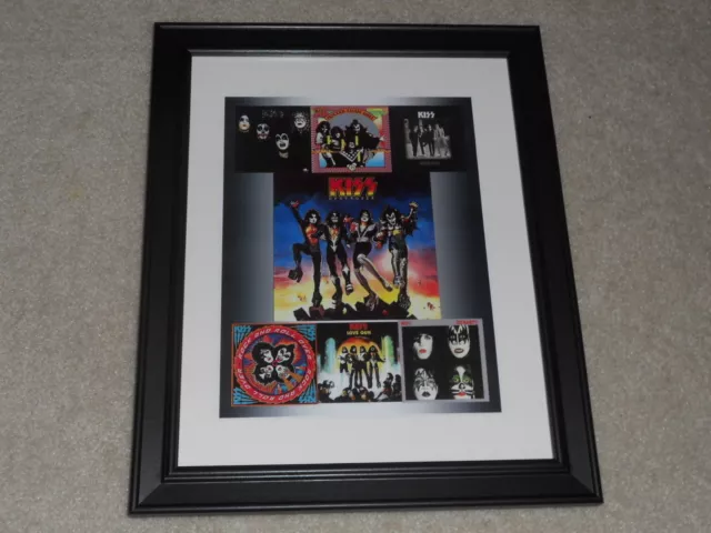 Kiss 1970's Studio Albums Poster FRAMED, 14"x17" Love Gun, Dynasty, 1973-1979