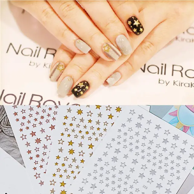 DIY Self-Adhesive Lovely Stars Gold/Silver/Rose Gold Nail Stickers Geometry