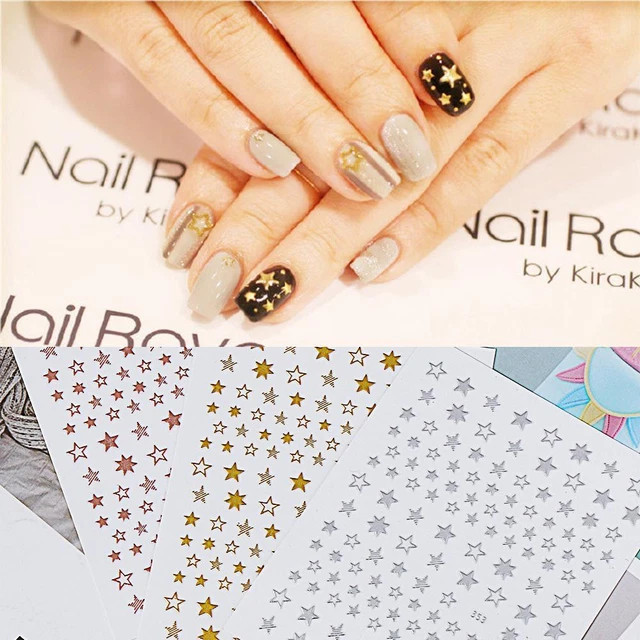 DIY Self-Adhesive Lovely Stars Gold/Silver/Rose Gold Nail Stickers Geometry