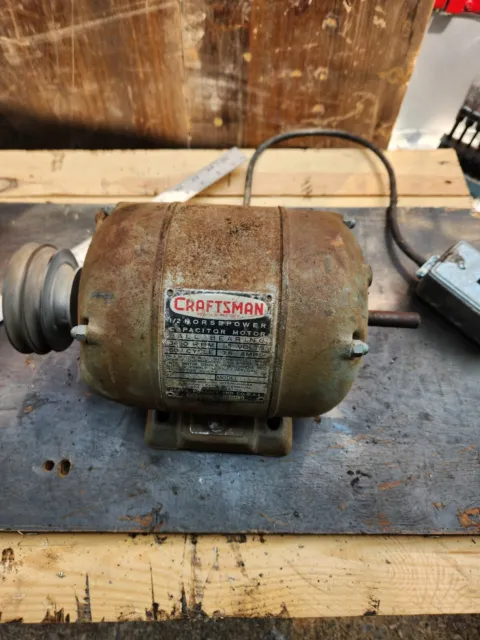 Vintage Craftsman dual shaft 1/2 hp motor; no. 1157429, table saw lathe