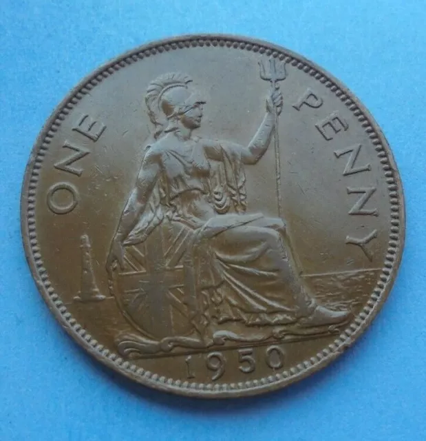 1950 George VI, Penny, Scarce Year, as shown.