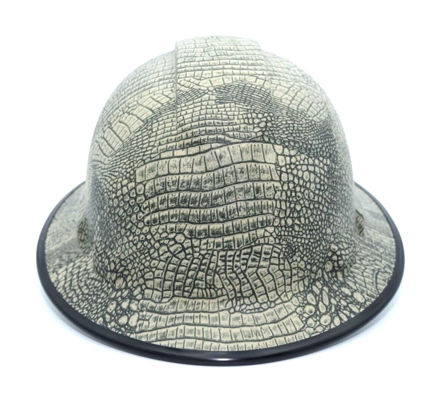 Wide Brim Hard Hat Hydro Dipped in Tan Gator Skin Flat Finish w/Brim Guard