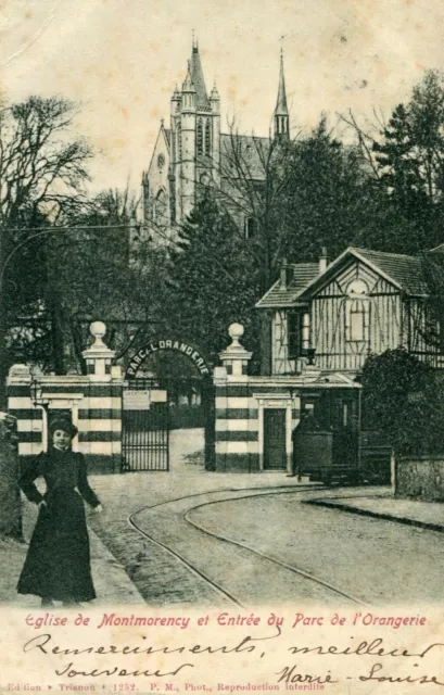 MONTMORENCY LOT de 2 cartes Eglise Entrée Parc Orangerie Ane récalcitrant