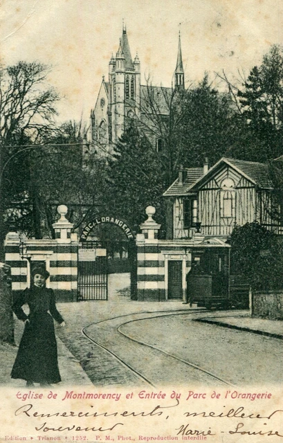 MONTMORENCY LOT de 2 cartes Eglise Entrée Parc Orangerie Ane récalcitrant