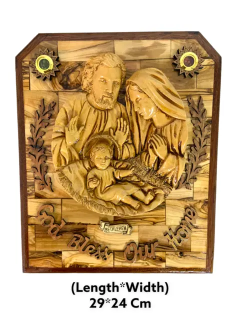 Olive Wood Wall  Decor Holy Family Hand Made From Bethlehem