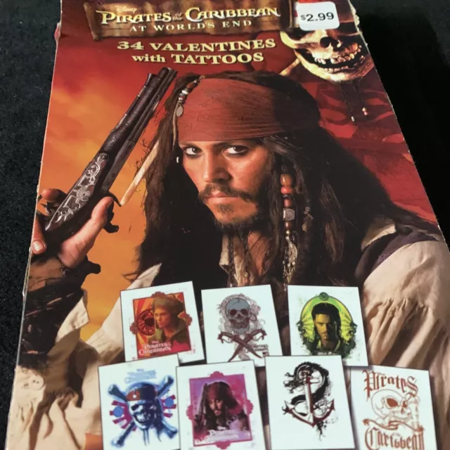 Disney Pirates of the Caribbean At Worlds End 34 Valentines With Tattoos - 🇺🇸 2