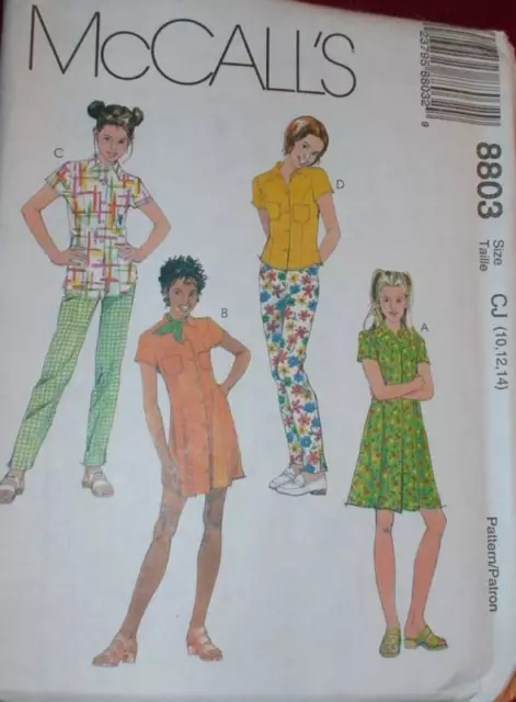 8803 VINTAGE MCCALLS SEWING Pattern Girls Dress Top Pants UNCUT OOP NEW SEW  FF $4.89 - PicClick