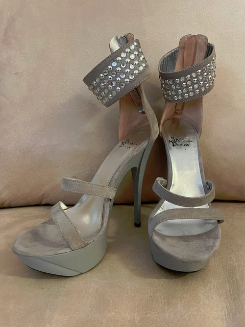 Escarpins à Plateforme IL GIARDINO DEI PRINCIPI - Talons Très Hauts Gris Avec Strass, Taille 37, Occasion