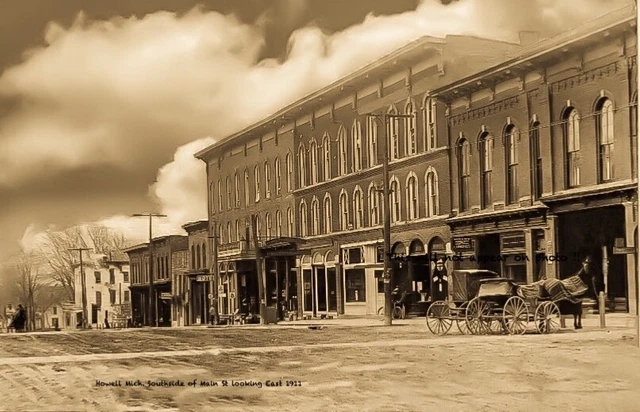 RPPC Photo Vintage Street Scene, Howell, Michigan