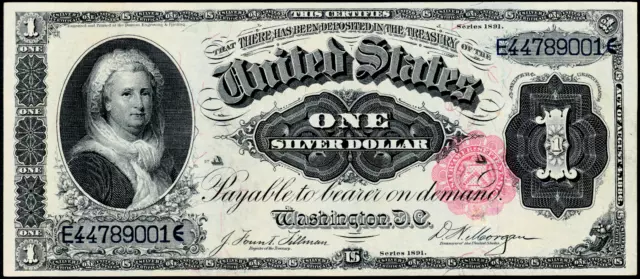 FR 223 1891 $1 "Martha" Silver Certificate ABOUT UNCIRCULATED (JUST STUNNING)
