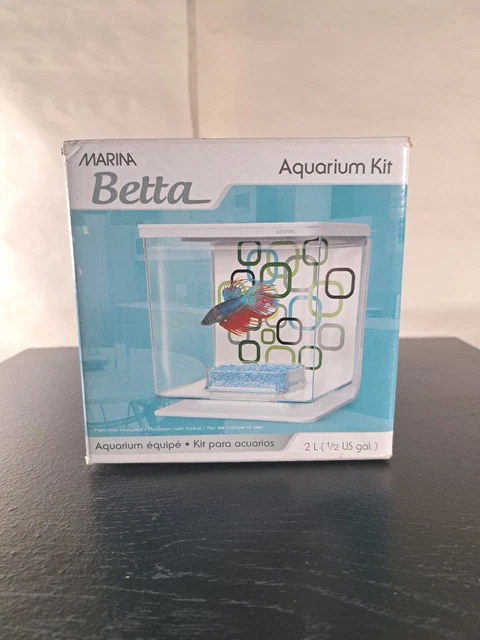 Marina Betta 0.5-Gal. Aquarium Kit Green/blue w/ Rocks, Decor & Conditioner