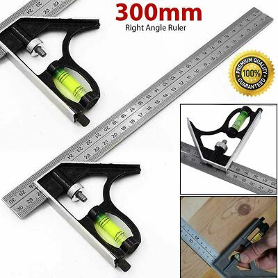 300mm 12" regolabile Ingegneri Combinazione Quadrato prova a impostare angolo retto Righello UK 