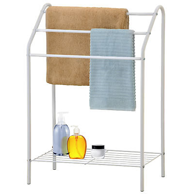 Freestanding 3 Tier Metal Towel Rack, Chrome Bathroom Towel Bar, White