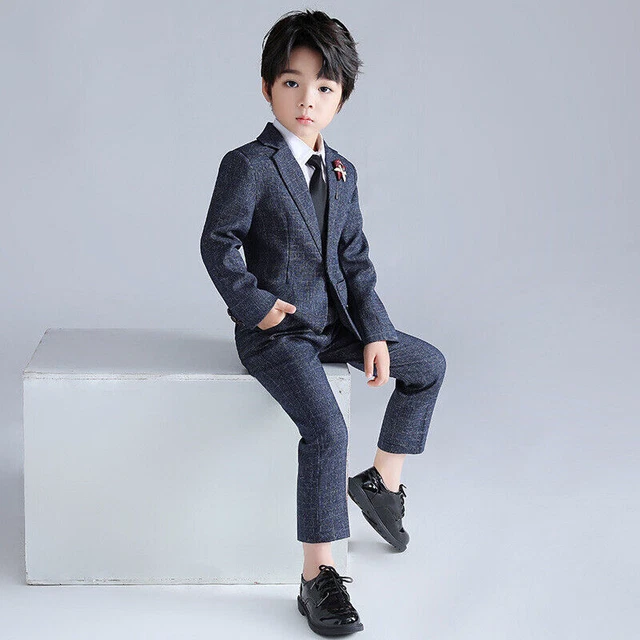 Abiti da ragazzo pezzo abito da sposa pagina bambini ballo festa blu navy rosso 2-11 anni nuovo 4