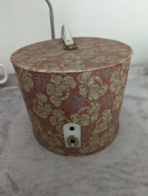 Vintage Hollywood Everbest Wig Mod Hat Box Carrier Floral