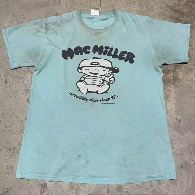 2012 Mac Miller Most Dope T-Shirt Size M Thumbs Up Blue Licensed Rare Rap