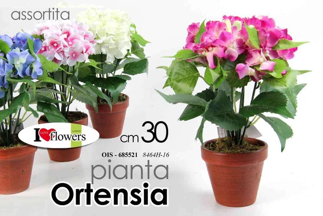 Fiore Artificiale Ortensia Con Stelo – Colore Pesca Rosa Antico, Diametro Fiore 13 Cm, Lunghezza Totale 25 Cm, Ramo Con Foglie - 4