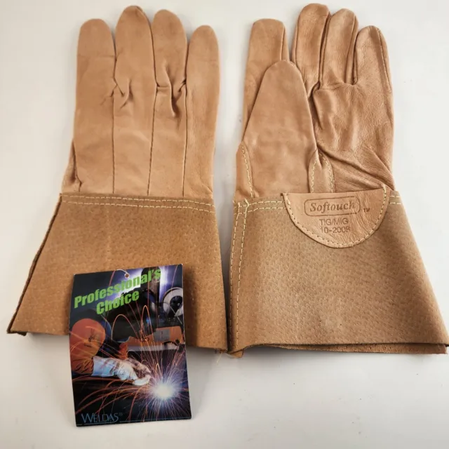 SOFTtouch TIG/MIG Welding Gloves Top Grain Pigskin 3" Clute Cuff Weldas Large