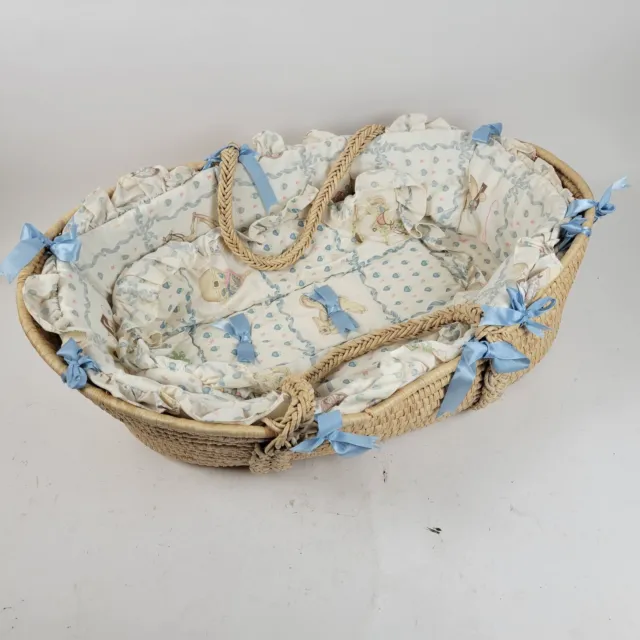VTG Boy's Moses Basket Baby Cradle Bed Wicker Woven 30"