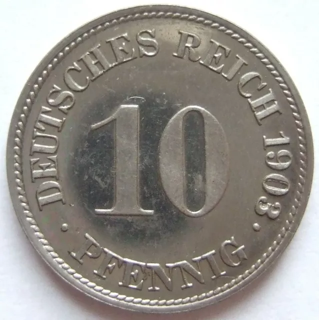 Moneta Reich Tedesco Impero Tedesco 10 Pfennig 1903 G IN Proof