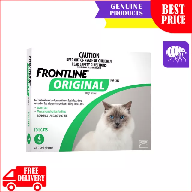 Frontline Original 4 Pipettes Flea treatment For Cats and Kittens GREEN Pack