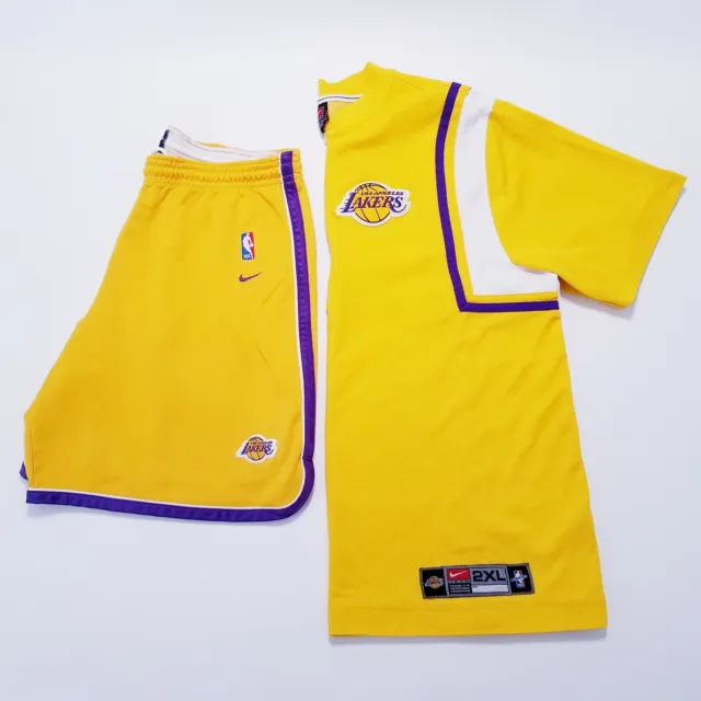 VTG NIKE LA Lakers Basketball Warm Up Shooting Set Pants Sz M &