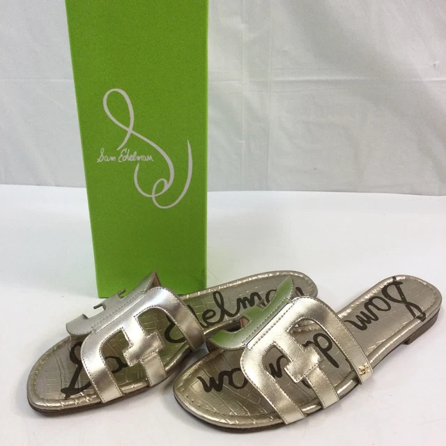 Sam Edelman Womens Bay F6992L3903 Light Gold Lea Slip On Slide Sandals Size 11 M