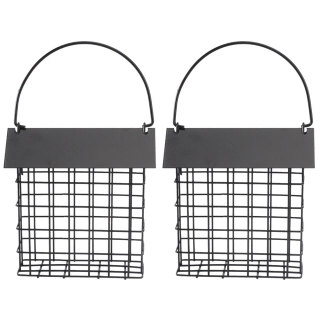 2 PC SQUARE Feeder Outdoor Wild Suet Wrought Iron Basket Garden £17.98