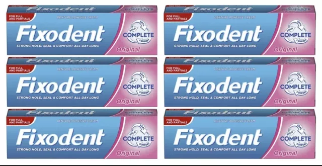 6x Fixodent Original Mint Complete Strong Hold Adhesive Denture Cream