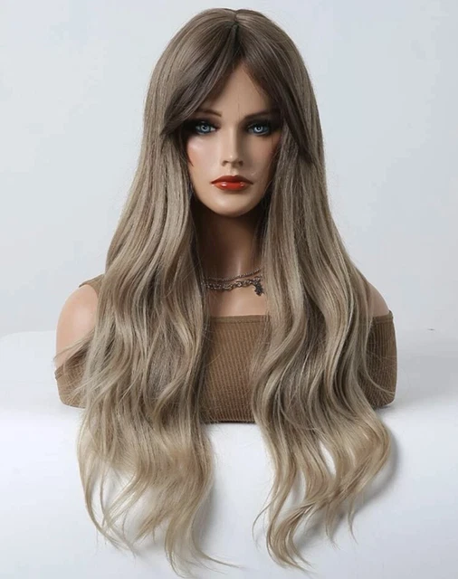 Perruque Synthétique Brun Foncé Longue Bouclée - Neuf Sans étiquettes + 4 Bonnets Offerts