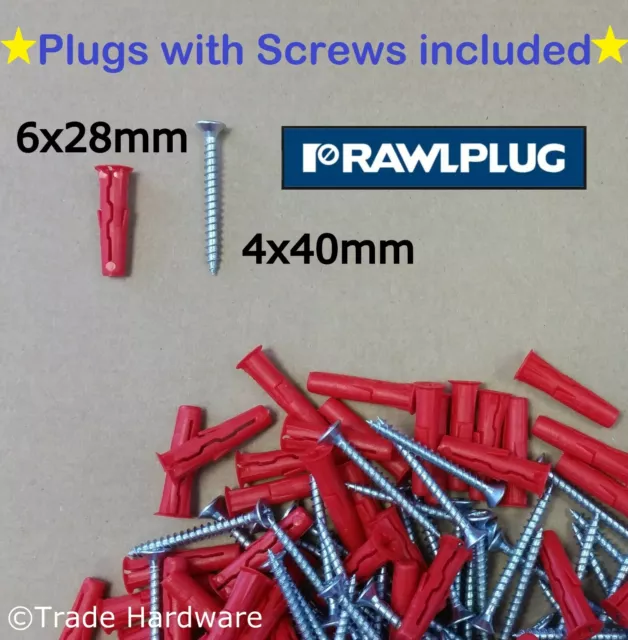 Rawlplug UNO Universal Wall Plug Fixings Anchor Rawl Plugs Red 6mm + Screws