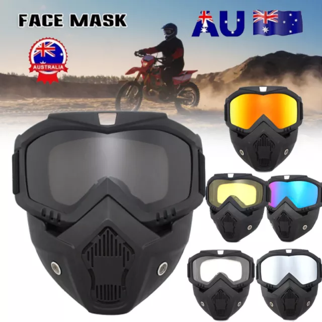 Windproof Motorcycle Goggles Helmet Riding Goggles Glasses Face Mask Detachable