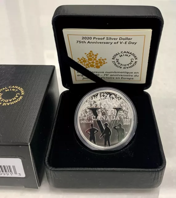 2020 Canada Fine Silver Proof Silver Dollar 75th Anniversary of V-E Day