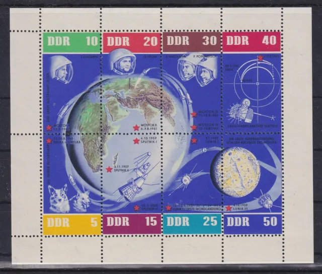 DDR 1962 Kleinbogen 5 Jahre Sowjetische Weltraumfahrt Mi.-Nr. 926-33 KLB **