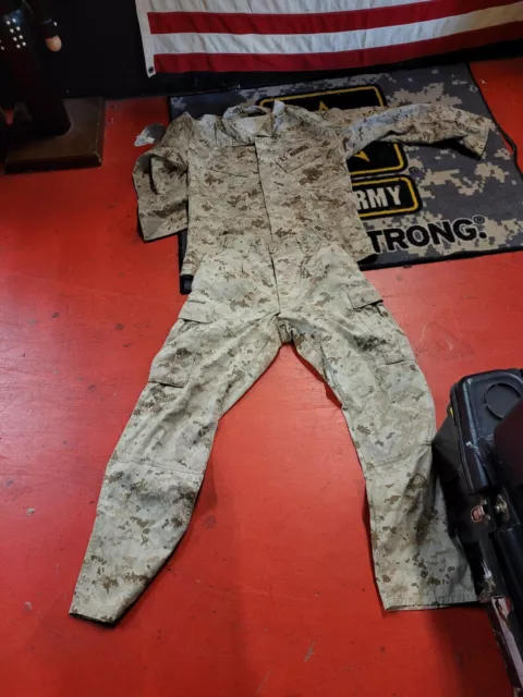 Usmc Marpat Desert Tan Combat Shirt Pant Set Mccuu Ss Shirt Sr Pants Issued