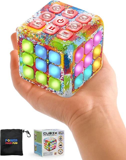 Power Your Fun Cubik LED Flashing Cube Memory Game - Electronic Handheld Game, 5