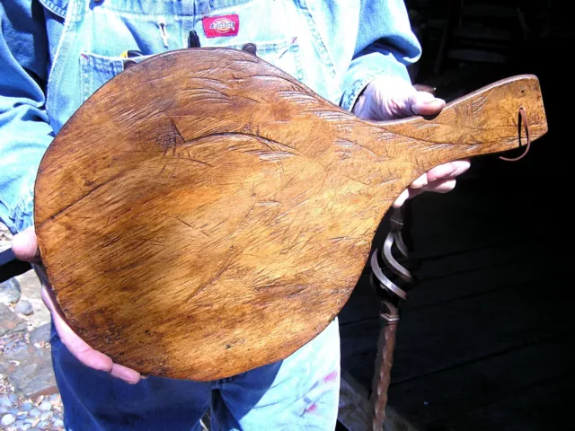 Primitive Wooden Round bread paddle board 2911