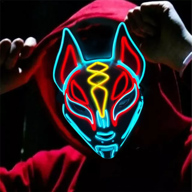 Fox Mask Neon Led Light Cosplay Mask Halloween Party Rave Led M * BH