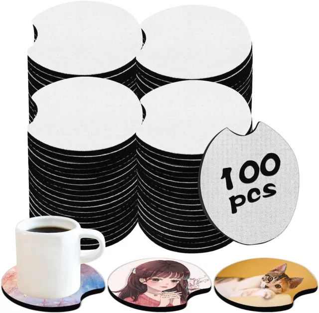 2.75 in 100 PCS Sublimation Blank Car Coasters for Thermal DIY Crafts Circular