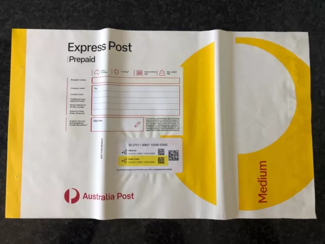Australia Post  Express Post Satchels Medium  Prepaid - 10 Pack / 5 Kg