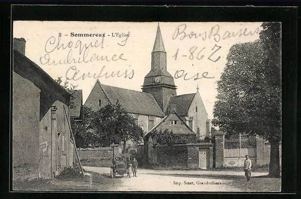 CPA Sommereux, L´Eglise