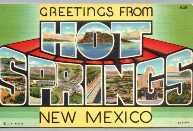 Hot Springs New Mexico Postcard Large Letter Greetings From NM Linen