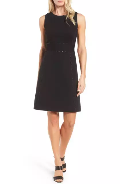 CLASSIQUES ENTIER Nordstrom Black Studded Stud Italian Ponte Knit Skirt Dress 6